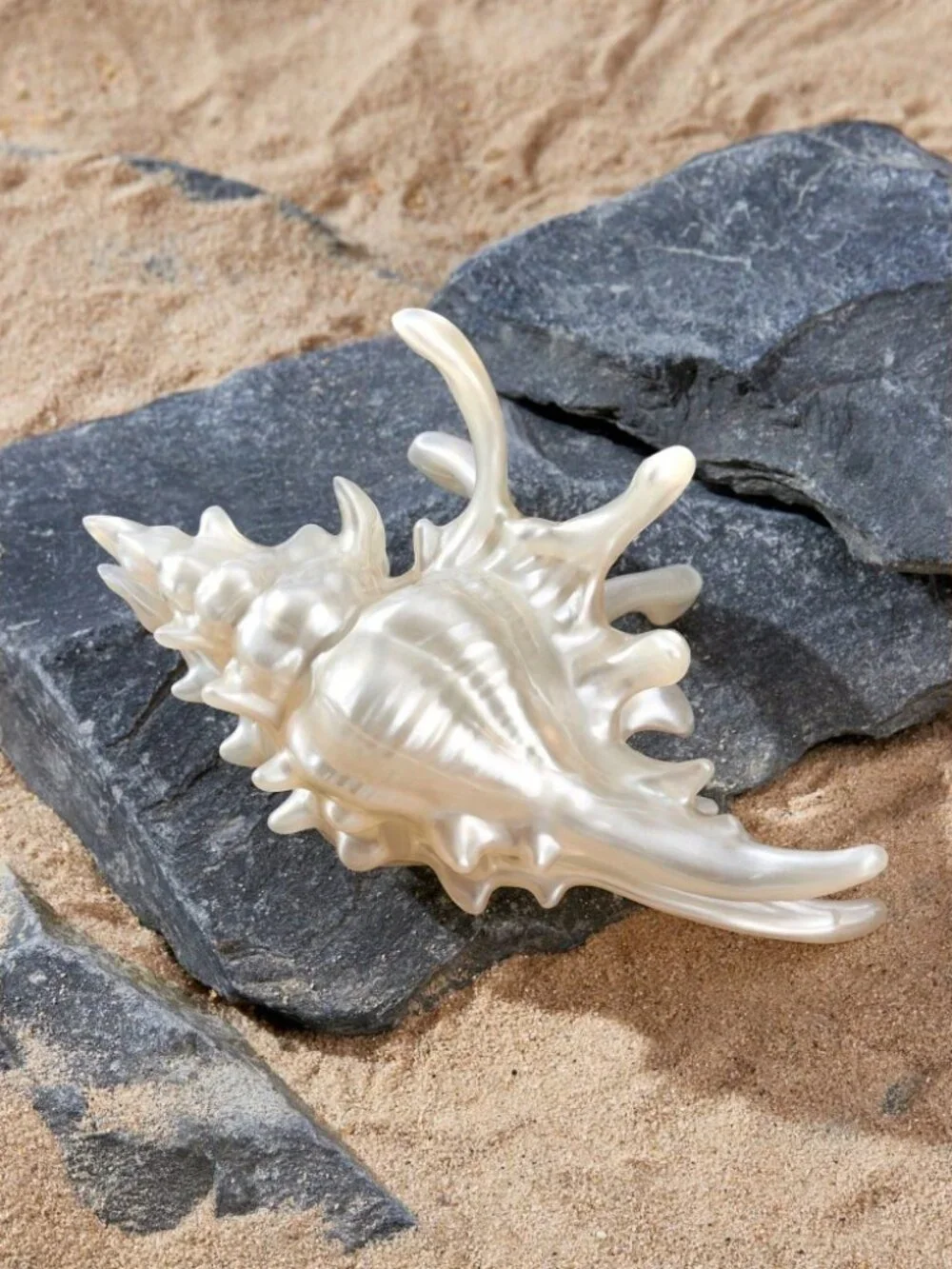 Cream Pearlescent Seashell Hair Claw Clip